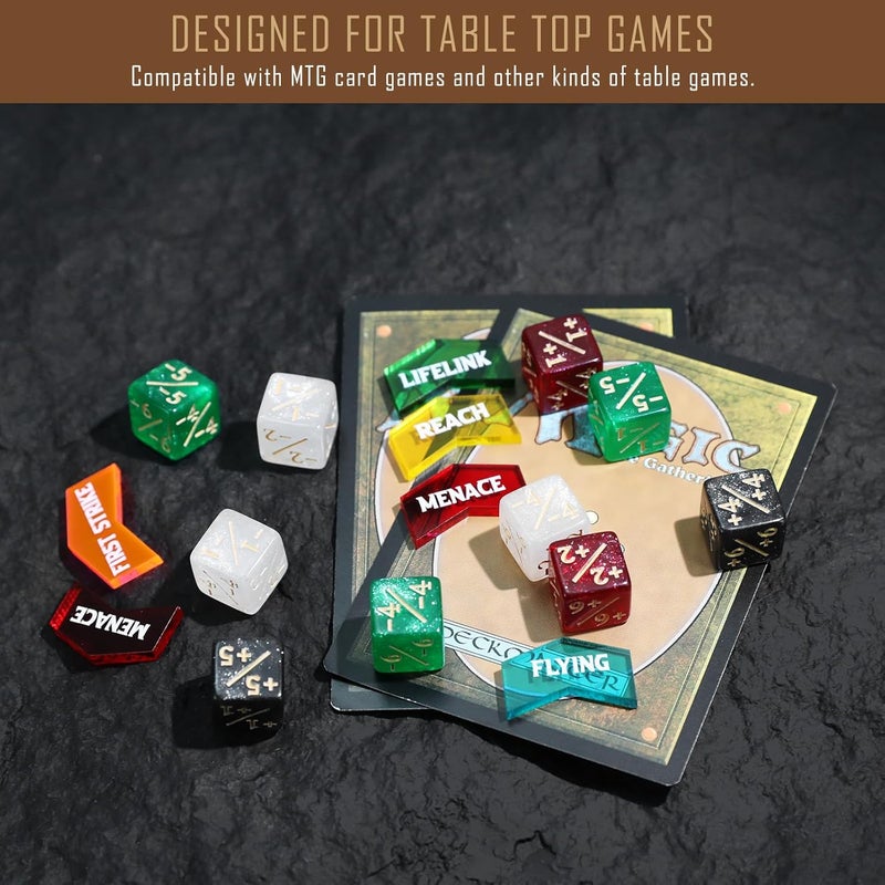 FIGURESLAB Store 108PCS MTG Keyword Tokens & 12mm MTG Life Counter Dice Set for Magic Card, CCG Creature Stats Loyalty Dice with Box, Magic TCG Card Game Accessories - Image 3